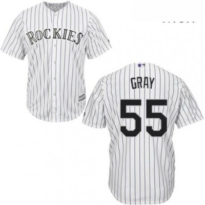 Mens Majestic Colorado Rockies 55 Jon Gray Replica White Home Cool Base MLB Jersey