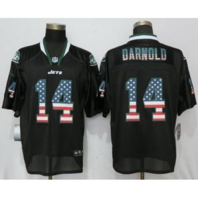 Nike Jets #14 Darnold USA Flag Fashion Black Elite Jerseys 1