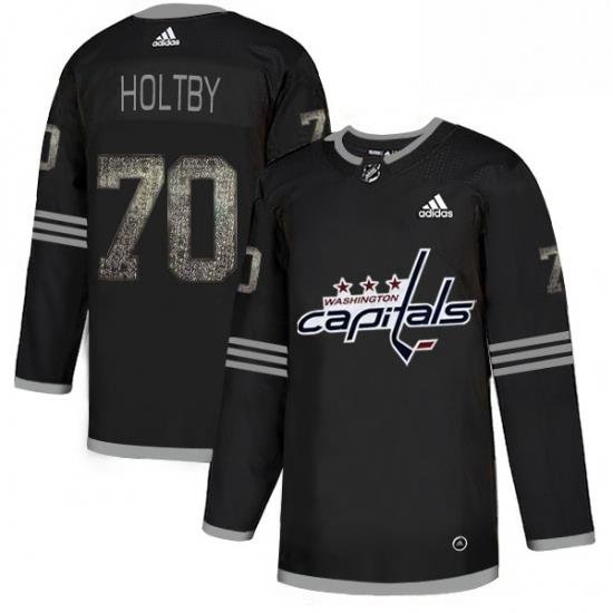 Mens Adidas Washington Capitals 70 Braden Holtby Black 1 Authentic Classic Stitched NHL Jersey