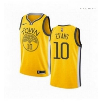 Mens Nike Golden State Warriors 10 Jacob Evans Yellow Swingman Jersey Earned Edition