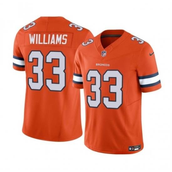 Men Denver Broncos 33 Javonte Williams Orange 2023 F U S E  Vapor Untouchable Stitched Jersey