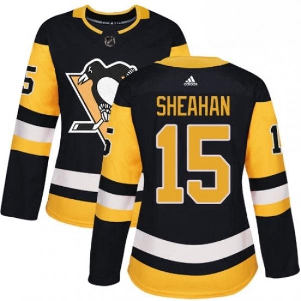 Womens Adidas Pittsburgh Penguins 15 Riley Sheahan Authentic Black Home NHL Jersey