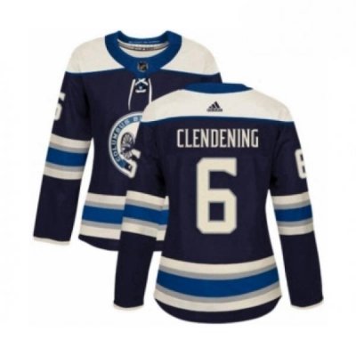 Womens Adidas Columbus Blue Jackets 6 Adam Clendening Premier Navy Blue Alternate NHL Jersey