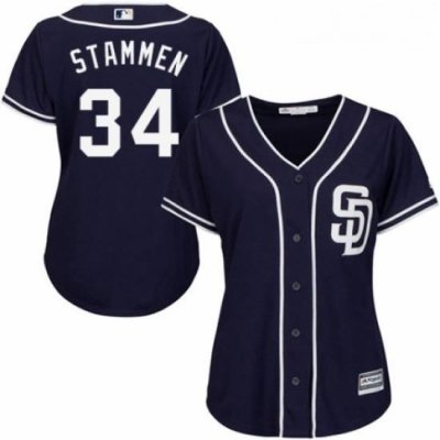 Womens Majestic San Diego Padres 34 Craig Stammen Authentic Navy Blue Alternate 1 Cool Base MLB Jersey