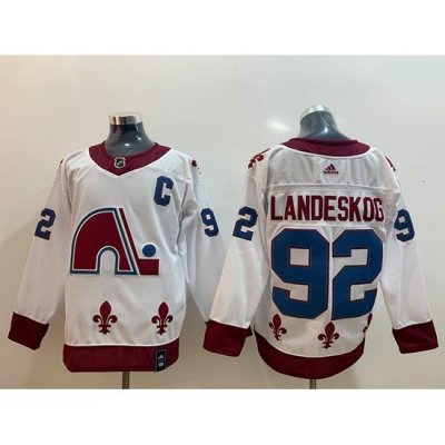 Men Colorado Avalanche 92 Gabriel Landeskog White 2020 21 Reverse Retro Adidas Jersey