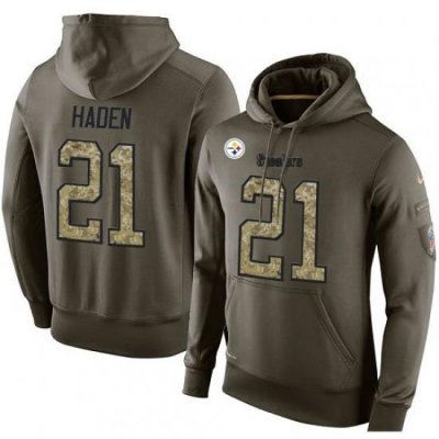 NFL Nike Pittsburgh Steelers 21 Joe Haden Green Salute To Service Mens Pullover Hoodie