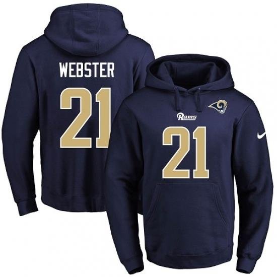 NFL Mens Nike Los Angeles Rams 21 Kayvon Webster Navy Blue Name Number Pullover Hoodie