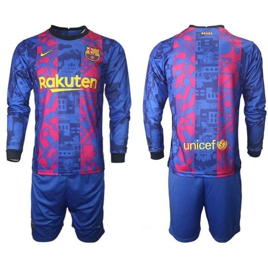 Men Barcelona Long Sleeve Soccer Jerseys 523