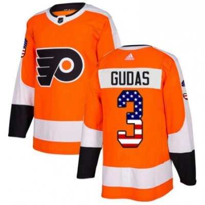 Mens Adidas Philadelphia Flyers 3 Radko Gudas Authentic Orange USA Flag Fashion NHL Jersey