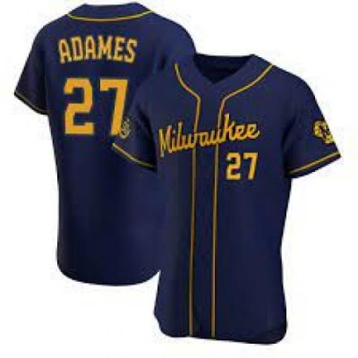 Men Nike MilWaukee BreWers Willy Adames Cream Stitched MLB Jersey