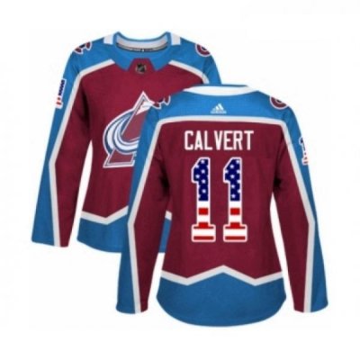 Womens Adidas Colorado Avalanche 11 Matt Calvert Authentic Burgundy Red USA Flag Fashion NHL Jersey