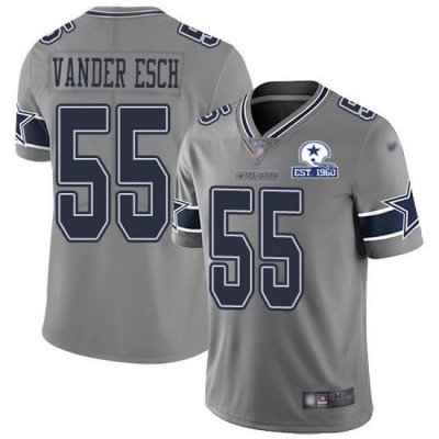 Nike Cowboys 55 Leighton Vander Esch Gray Men Stitched With Established In 1960 Patch NFL Limited Inverted Legend Jersey