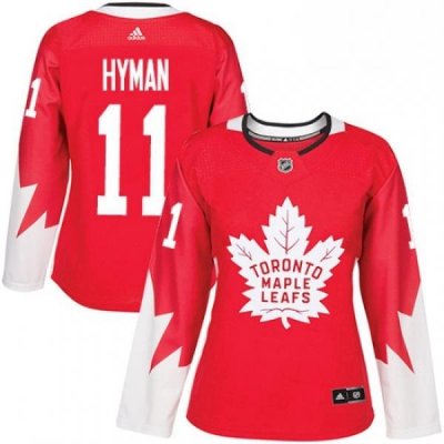 Womens Adidas Toronto Maple Leafs 11 Zach Hyman Authentic Red Alternate NHL Jersey