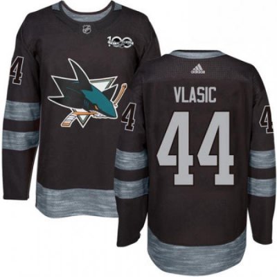 Mens Adidas San Jose Sharks 44 Marc Edouard Vlasic Premier Black 1917 2017 100th Anniversary NHL Jersey