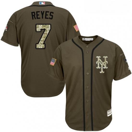 Youth Majestic New York Mets 7 Jose Reyes Replica Green Salute to Service MLB Jersey