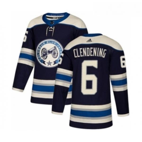 Youth Adidas Columbus Blue Jackets 6 Adam Clendening Premier Navy Blue Alternate NHL Jersey