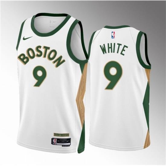 Men Boston Celtics 9 Derrick White White 2023 24 City Edition Stitched Basketball Jersey