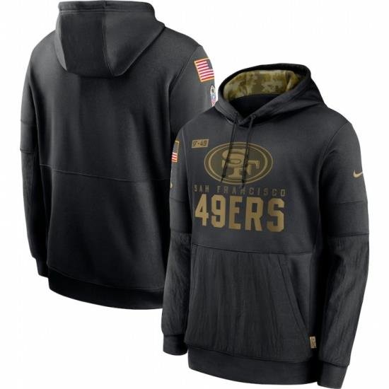 Men San Francisco 49ers Nike 2020 Salute to Service Sideline Performance Pullover Hoodie Black