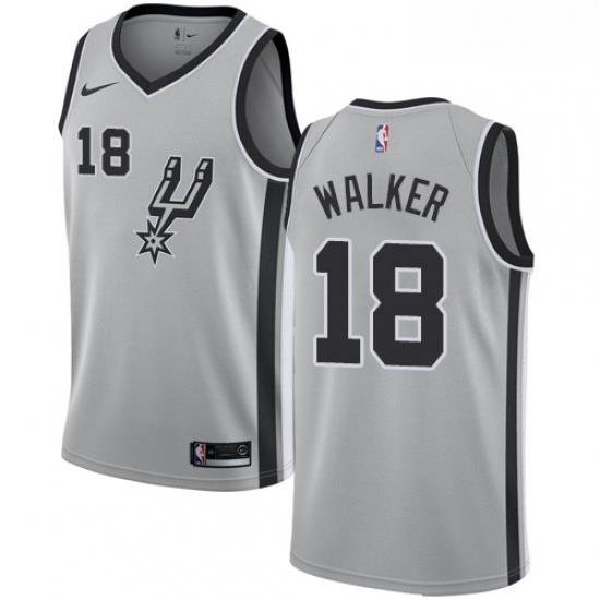 Mens Nike San Antonio Spurs 18 Lonnie Walker Authentic Silver NBA Jersey Statement Edition