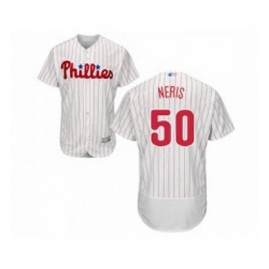 Mens Philadelphia Phillies 50 Hector Neris White Home Flex Base Authentic Collection Baseball Jersey