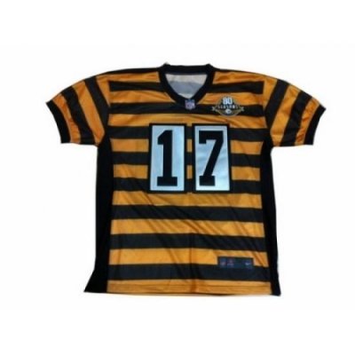 Nike Pittsburgh Steelers 17 Mike Wallace YelloW Black Elite 80th ThroWback NFL Jersey