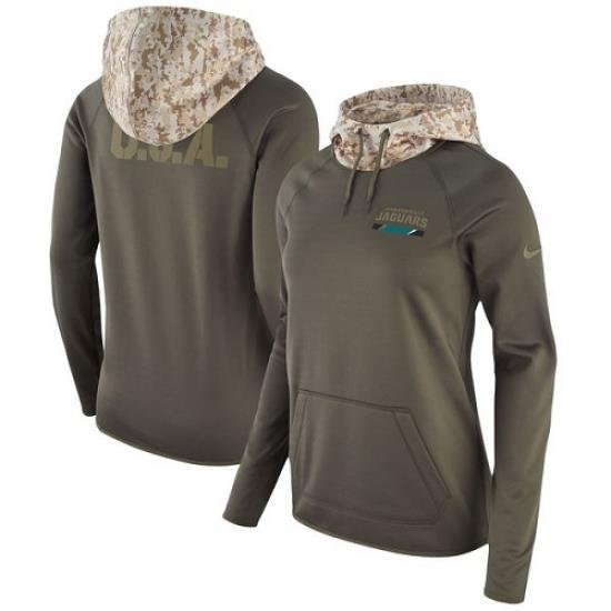 NFL Womens Jacksonville Jaguars Nike Olive Salute to Service Performance Pullover Hoodie