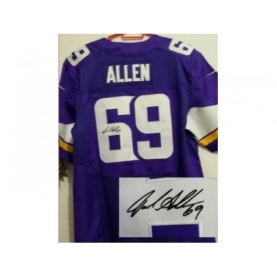 Nike Minnesota Vikings 69 Jared Allen Purple Elite Signed NFL Jersey