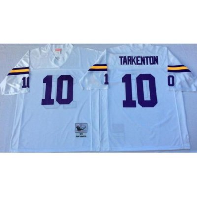 Men Minnesota Vikings 10 Fran Tarkenton White M&N Throwback Jersey