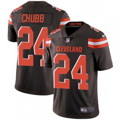 Mens Nike Cleveland BroWns 24 Nick Chubb BroWn Team Color Vapor Untouchable Limited Player NFL Jersey