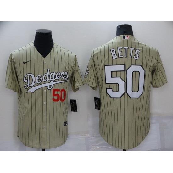 Men Los Angeles Dodgers 50 Mookie Betts Cream Cool Base Stitched jersey