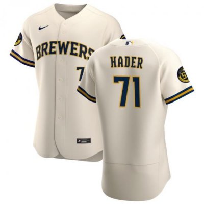 Men MilWaukee BreWers 71 Josh Hader Men Nike Cream Home 2020 Flex Base Player MLB Jersey