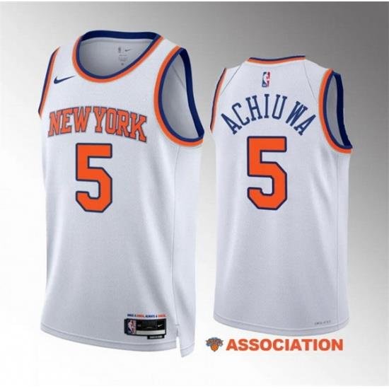 Men New Yok Knicks 5 Precious Achiuwa White Association Edition Stitched Basketball Jersey