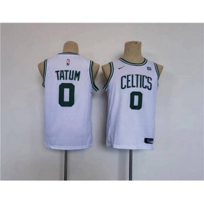 Youth Boston Celtics 0 Jayson Tatum White Stitched Jersey