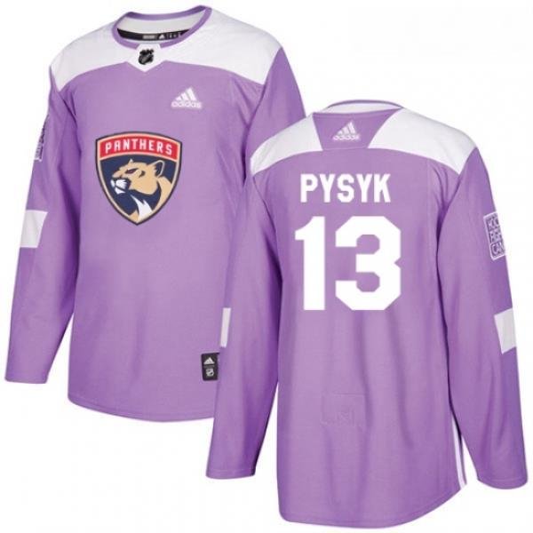 Youth Adidas Florida Panthers 13 Mark Pysyk Authentic Purple Fights Cancer Practice NHL Jersey