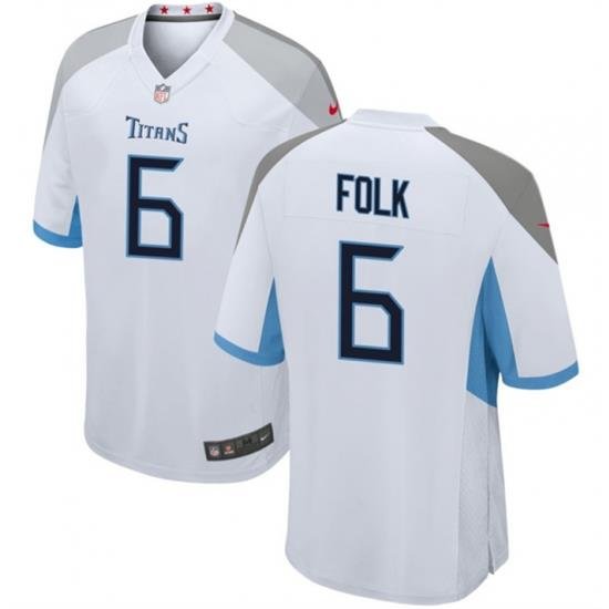 Men Tennessee Titans 6 Nick Folk White Stitched Game Football Jersey