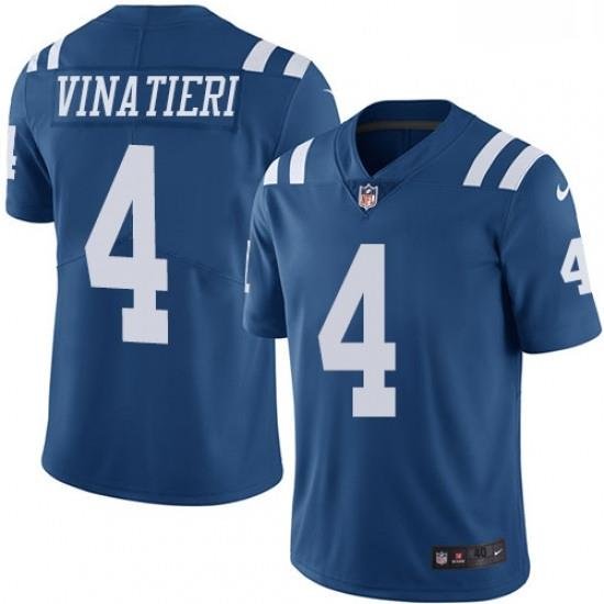 Men Nike Indianapolis Colts 4 Adam Vinatieri Limited Royal Blue Rush Vapor Untouchable NFL Jersey