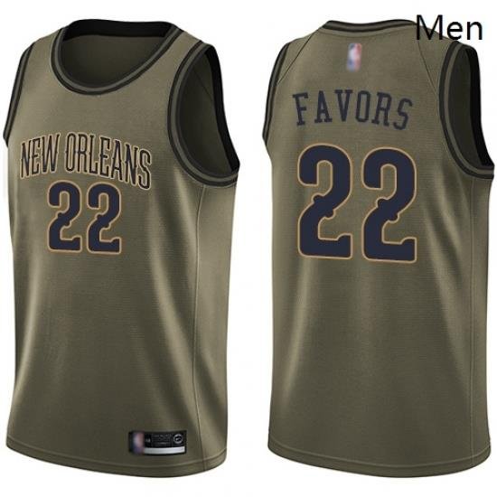 Pelicans #22 Derrick Favors Green Basketball Swingman Salute to Service Jersey