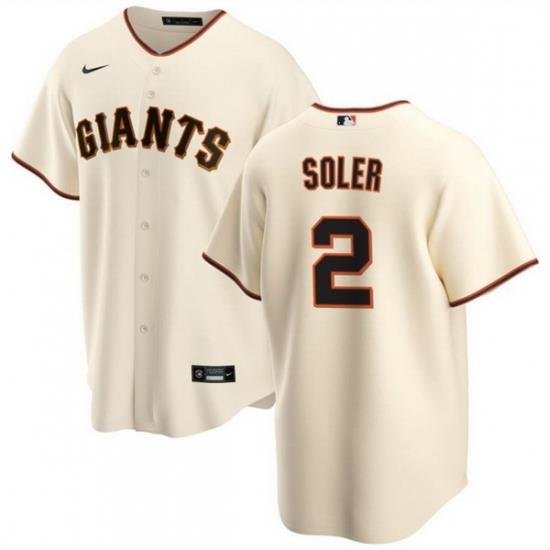 Men San Francisco Giants 2 Jorge Soler Cream Cool Base Stitched Jersey