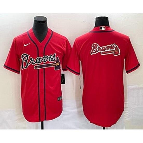 Men's Atlanta Braves Red Team Big Logo Cool Base Stitched Baseball Jersey