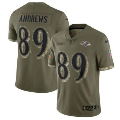 Men Baltimore Ravens 89 Mark Andrews Olive 2022 Salute To Service Limited Stitched Jersey