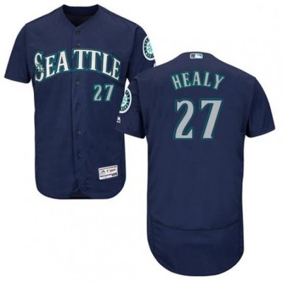 Mens Majestic Seattle Mariners 27 Ryon Healy Navy Blue Alternate Flex Base Authentic Collection MLB Jersey