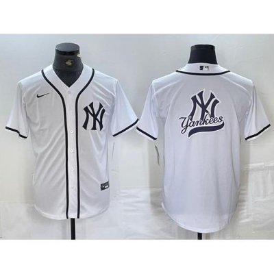 Men NeW York Yankees White Team Big Logo Cool Base Stitched Baseball Jersey 6