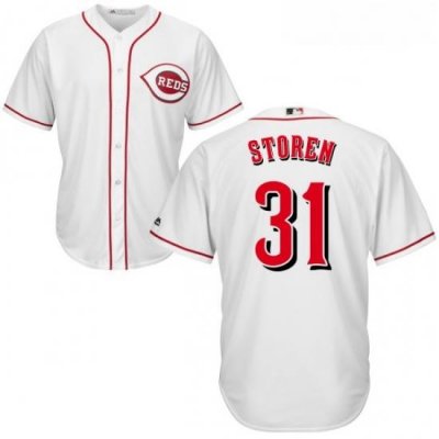 Youth Majestic Cincinnati Reds 31 Drew Storen Replica White Home Cool Base MLB Jersey