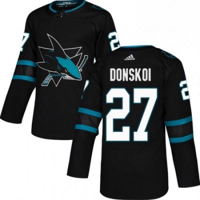 Mens Adidas San Jose Sharks 27 Joonas Donskoi Premier Black Alternate NHL Jersey