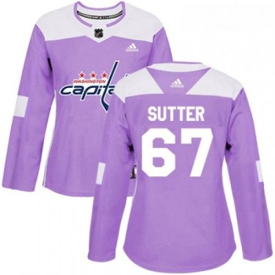 Womens Adidas Washington Capitals 67 Riley Sutter Authentic Purple Fights Cancer Practice NHL Jersey