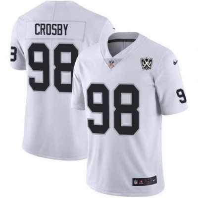 Men Las Vegas Raiders 98 Maxx Crosby White 2024 65th Anniversary Patch Vapor Stitched Football Jersey