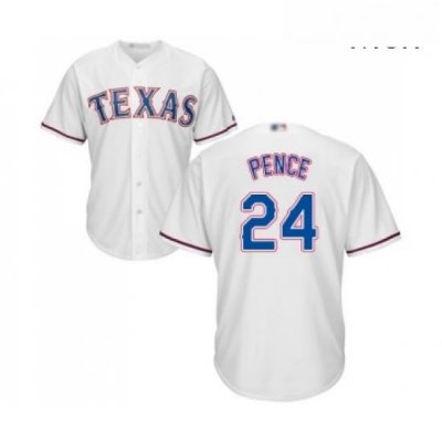 Mens Texas Rangers 24 Hunter Pence Replica White Home Cool Base Baseball Jersey