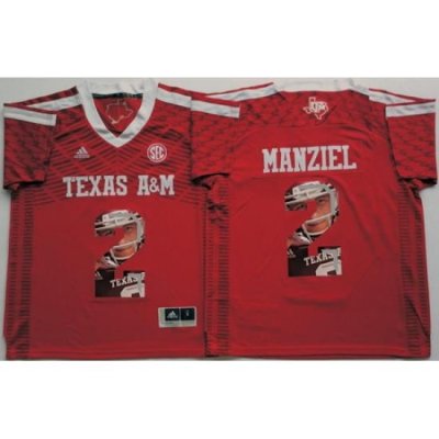 Texas A 26M Aggies 2 Johnny Manziel Red Portrait Number College Jersey