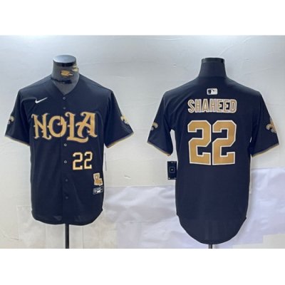 Men New Orleans Saints 22 Rashid Shaheed Black Cool Base Stitched Baseball Jersey 1