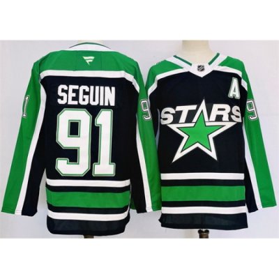 Men Dallas Stars 91 Tyler Seguin Black 2024 25 Reverse Retro Stitched Jersey